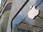 The Apple Inc logo is seen at the entrance to the Apple store in Brussels, Belgium.