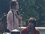 Taapsee Pannu and Shah Rukh Khan from the sets of Dunki in London. Taapsee Pannu and Shah Rukh Khan from the sets of Dunki in London.