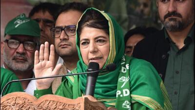 Alleging that 1,000 square kilometers of the country was under the occupation of China, Mehbooba urged the Centre to reclaim the area and unfurl the Tricolour on the land. (HT PHOTO) Alleging that 1,000 square kilometers of the country was under the occupation of China, Mehbooba urged the Centre to reclaim the area and unfurl the Tricolour on the land. (HT PHOTO)
