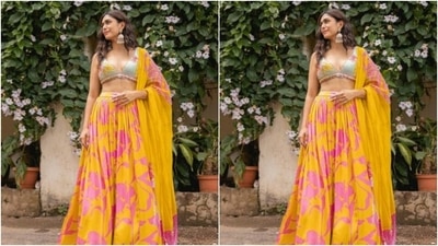 In a yellow dupatta with white tassel details at the borders, she aced the festive mood on Instagram. Mrunal posed in a garden of sorts with greenery in the backdrop and looked absolutely amazing. (Instagram/@mrunalthakur)
