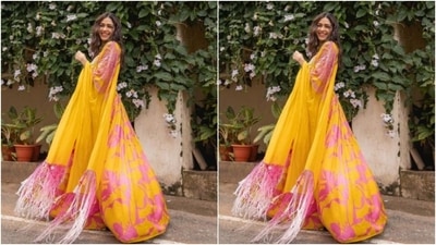 In white statement jhumkas from Minerali Store, Mrunal accessorised her look to perfection. (Instagram/@mrunalthakur)