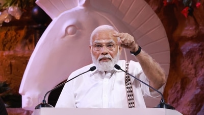 Prime Minister Narendra Modi speaks during the opening ceremony of the 44th Chess Olympiad in Chennai (PTI)