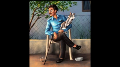 This is the digital art inspired by the watchman and his stray cat friend.&nbsp; (Instagram/@artofchai)
