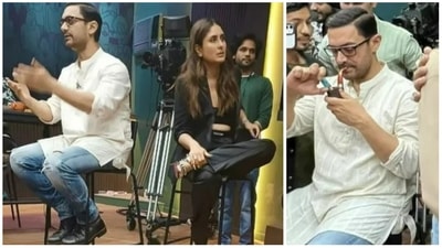 Aamir Khan and Kareena Kapoor ahead of their shoot for Koffee With Karan.&nbsp;