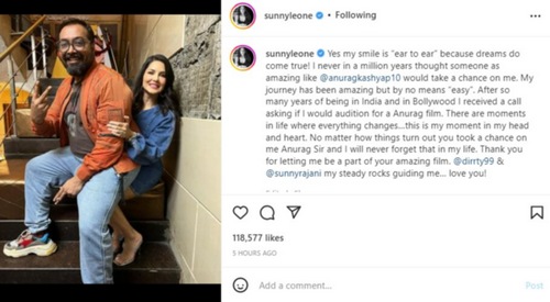 Sunny Leone shares a picture with Anurag Kashyap.