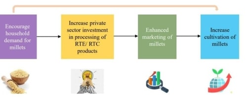 The time is thus ripe for India to address the millet value chain issues to enhance the production, consumption, and exports of millets and their by-products. The time is thus ripe for India to address the millet value chain issues to enhance the production, consumption, and exports of millets and their by-products.