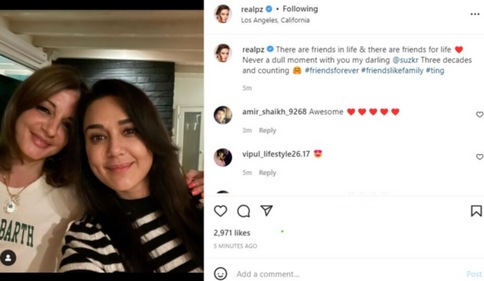Preity Zinta shares a picture with Sussanne Khan. Preity Zinta shares a picture with Sussanne Khan.