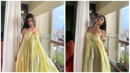 Mouni Roy's Instagram lookbook features a series of different looks that ranges from traditional wear to fancy red-carpet fits. In her recent post, she decided to ditch heavy designer outfits for this comfy easy-breezy yellow strappy dress.(Instagram/@imouniroy)