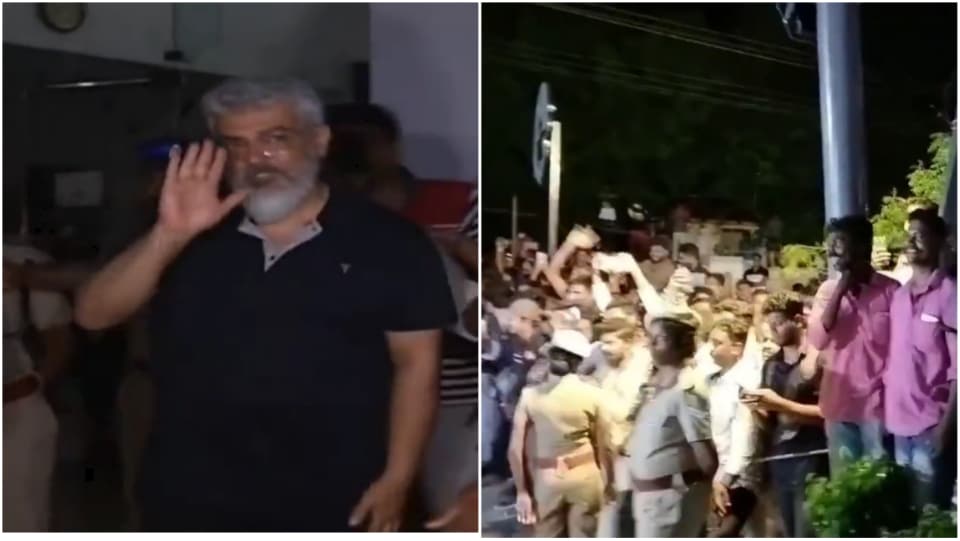 Ajith Kumar met fans in Trichy during an event on Wednesday. Ajith Kumar met fans in Trichy during an event on Wednesday.
