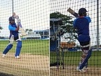 India captain Rohit Sharma in full flow during a net session. (BCCI) India captain Rohit Sharma in full flow during a net session. (BCCI)