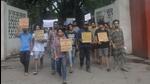A group of students from FTII held a silent protest outside on Friday. (HT PHOTO) A group of students from FTII held a silent protest outside on Friday. (HT PHOTO)