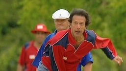 A file photo of Imran Khan bowling at Wootton Cricket T20 Cup in Oxfordshire in 2012. 
