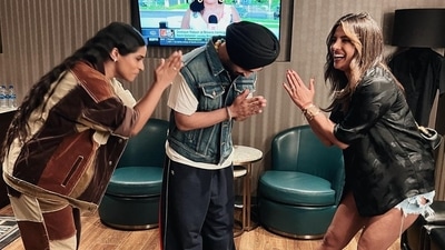 Diljit Dosanjh also shared a slew of photos from the event that featured Priyanka Chopra and Lilly Singh and wrote, "LOVE &amp; RESPECT @priyankachopra @lilly Sanu Maan An Sadian KUDIAN Te.. Jina Ne Hollywood Vich Ja Ke Dhakk Pai Aa..👊🏾 LA was A MOVIE….Tomorrow- Oakland Arena ." (Instagram/@priyankachopra)