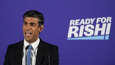 British Conservative Party member Rishi Sunak launches his campaign for the Conservative Party leadership, in London.&nbsp; (AP)