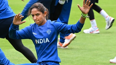 Indian women captain Harmanpreet Kaur during her training session (PTI) Indian women captain Harmanpreet Kaur during her training session (PTI)