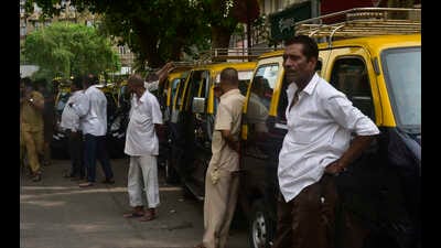 Drivers of share taxi awaiting commuters outside Churchgate Station. (Anshuman Poyrekar/HT PHOTO)