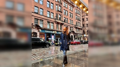 Manushi Chhillar donned a black turtle neck which she teamed with denim, a blue trench coat and black boots. (Instagram/@manushichhillar) Manushi Chhillar donned a black turtle neck which she teamed with denim, a blue trench coat and black boots. (Instagram/@manushichhillar)