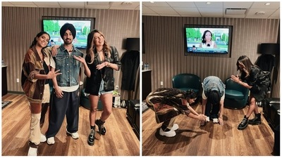 Lilly Singh, Diljit Dosanjh and Priyanka Chopra got together in Los Angeles. Lilly Singh, Diljit Dosanjh and Priyanka Chopra got together in Los Angeles. 