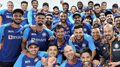 Team India after winning the series against South Africa Team India after winning the series against South Africa