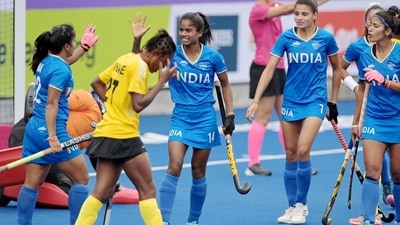 India’s women’s hockey team thoroughly outplayed Ghana. (Hockey India) India’s women’s hockey team thoroughly outplayed Ghana. (Hockey India)