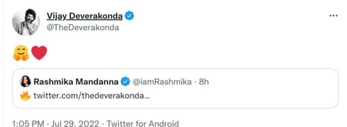 Vijay Deverakonda's tweet.