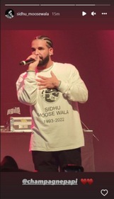 Picture of Drake shared from Sidhu Moose Wala's Instagram handle.