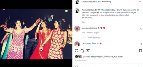 Farah Khan shares a photo from her sangeet. Farah Khan shares a photo from her sangeet.