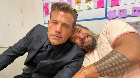 Ben Affleck and Jason Momoa indulged in some bromance as the latter announced they were working together in their upcoming project.