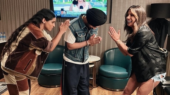 Diljit Dosanjh also shared a slew of photos from the event that featured Priyanka Chopra and Lilly Singh and wrote, "LOVE &amp; RESPECT @priyankachopra @lilly Sanu Maan An Sadian KUDIAN Te.. Jina Ne Hollywood Vich Ja Ke Dhakk Pai Aa..👊🏾 LA was A MOVIE….Tomorrow- Oakland Arena ."(Instagram/@priyankachopra)