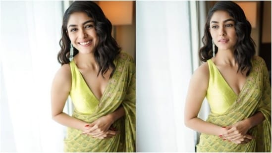 Mrunal Thakur is an absolute fashionista. The actor, who is currently awaiting the release of her upcoming film Sita Ramam, slayed ethnic fashion goals in the recent snippets from the film promotion diaries. Mrunal is all set to make her Telugu debut in Sita Ramam, with Dulquer Salmaan and Rashmika Mandanna as her co-stars. The film is slated to release on August 5.(Instagram/@mrunalthakur)