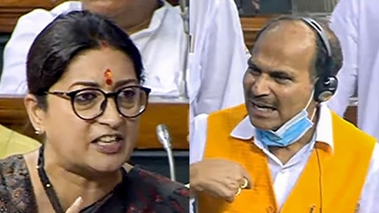 Union minister Smriti Irani and Congress MP Adhir Ranjan Chowdhury Union minister Smriti Irani and Congress MP Adhir Ranjan Chowdhury
