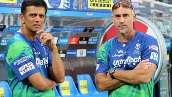 File photo of Paddy Upton(Right) with India's head coach Rahul Dravid.(Twitter/RajasthanRoyals) File photo of Paddy Upton(Right) with India's head coach Rahul Dravid.(Twitter/RajasthanRoyals)