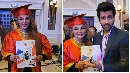 Rakhi Sawant has shared a video from a event where she was honoured with a degree.&nbsp;