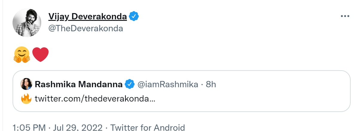 Vijay Deverakonda's tweet.