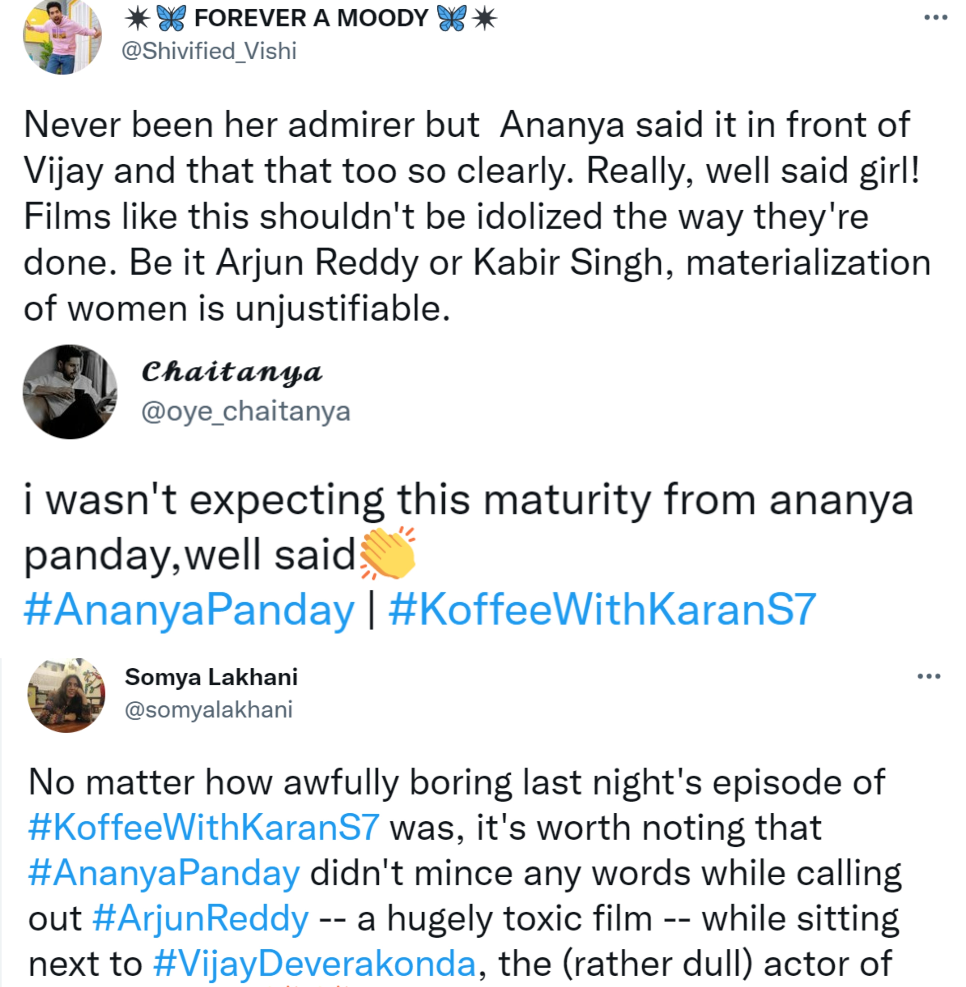 Tweets on Ananya Panday.