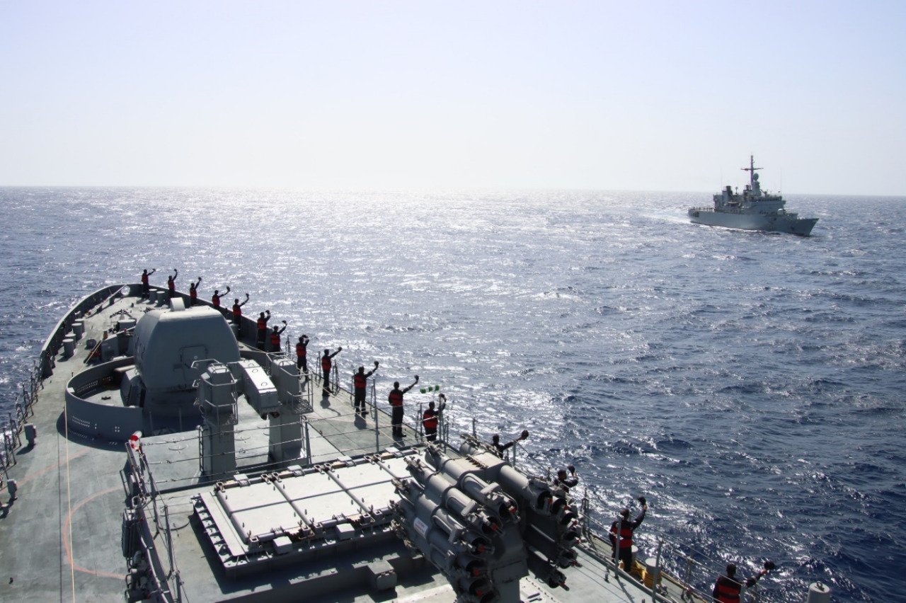 The navy said the INS Tarkash participated in a maritime partnership exercise with Royal Moroccan Navy Ship Hassan II, a Floreal Class Corvette on July 26. (Twitter/@indiannavy)