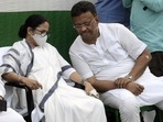 West Bengal Chief Minister Mamata Banerjee interacts with state Minister Firhad Hakim as she visits to watch the preparation of matyers' Day celebration Rally of TMC Party, in Kolkata on July 20. West Bengal Chief Minister Mamata Banerjee interacts with state Minister Firhad Hakim as she visits to watch the preparation of matyers' Day celebration Rally of TMC Party, in Kolkata on July 20.
