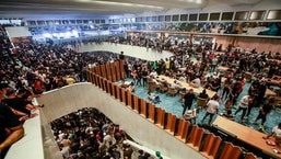 Supporters of cleric Moqtada Sadr, protesting against a rival bloc's nomination for prime minister, gather inside Iraq's parliament in the capital Baghdad's high-security Green Zone.