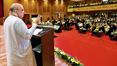 Union home minister Amit Shah addresses the National Conference on Drug Trafficking and National Security organised by NCB, in Chandigarh on Saturday. (ANI) Union home minister Amit Shah addresses the National Conference on Drug Trafficking and National Security organised by NCB, in Chandigarh on Saturday. (ANI)
