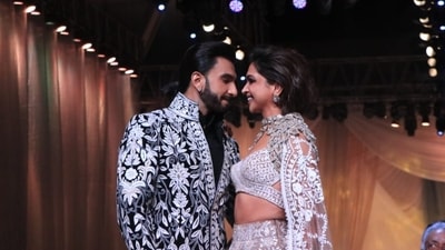 Actors Deepika Padukone and Ranveer Singh walked the ramp as showstoppers of the Mijwan fashion show, which was held in Mumbai on Friday. Actors Deepika Padukone and Ranveer Singh walked the ramp as showstoppers of the Mijwan fashion show, which was held in Mumbai on Friday.