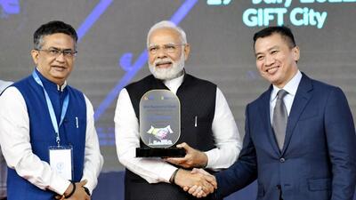 Prime Minister Narendra Modi laid the foundation stone for the International Financial Services Centres Authority (IFSCA) at the GIFT City near Gandhinagar in Gujarat on Friday. (ANI) Prime Minister Narendra Modi laid the foundation stone for the International Financial Services Centres Authority (IFSCA) at the GIFT City near Gandhinagar in Gujarat on Friday. (ANI)