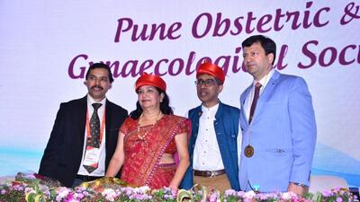 (L-R) Dr. Dr. Chaitanya Ganapule, Dr. Shashank Joshi and Dr. Parag Biniwale during a event in Pune. (HT PHOTO)