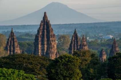 The temples at Prambanan, an impressive complex built by the Shaivite Sanjaya kings of Java in the 9th century and comparable in scale to major temples being built in South Asia at the same time.&nbsp; (Shutterstock)