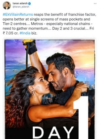 Ek Villain Returns Box Office Day 1. Ek Villain Returns Box Office Day 1.