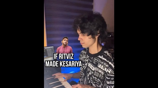 The image, taken from the viral Instagram video, shows the singer who showed how it would sound like if Ritviz made Kesariya. (Instagram/@anshuman.sharma1)