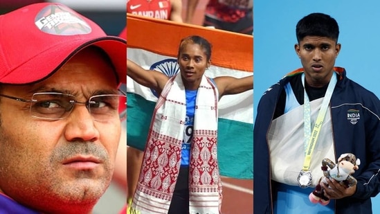 Virender Sehwag; Hima Das; Sanket Sargar