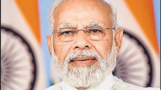 **EDS: HANDOUT PHOTO MADE AVAILABLE FROM PIB ON SATURDAY, JULY 30, 2022** New Delhi: Prime Minister Narendra Modi during the Grand Finale marking the culmination of the ‘Ujjwal Bharat Ujjwal Bhavishya – Power @2047’ programme, through a video conference, in New Delhi. (PTI Photo)(PTI07_30_2022_000290B) (PTI)