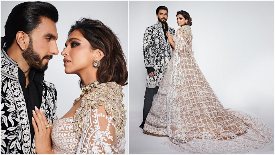 Deepika and Ranveer shine in Manish Malhotra's outfits at Mijwan