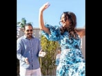The bride and groom have a dance-off as she dances in high heels. (Instagram/@bollywoodchoreography) The bride and groom have a dance-off as she dances in high heels. (Instagram/@bollywoodchoreography)