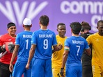 India and Ghana players after the Pool B of men's field hockey match at Commonwealth Games(PTI)